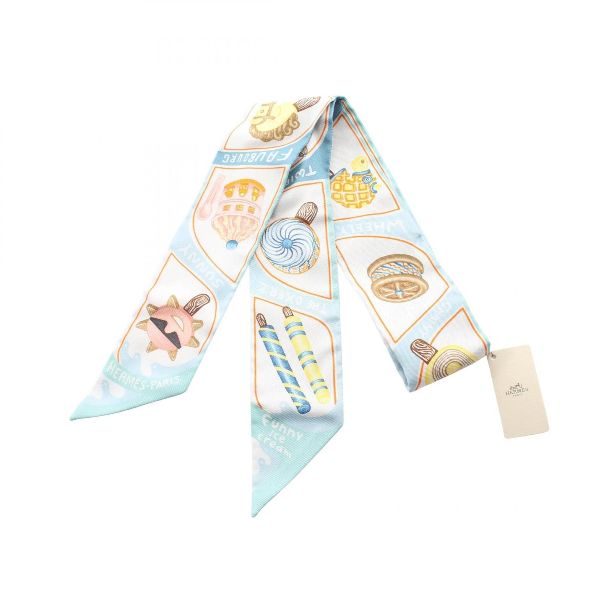 Hermes Authentic Blue Silk Scarf